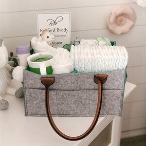 NEW Redford Brody Diaper Caddy Organizer Double Wall Felt with Leather Straps